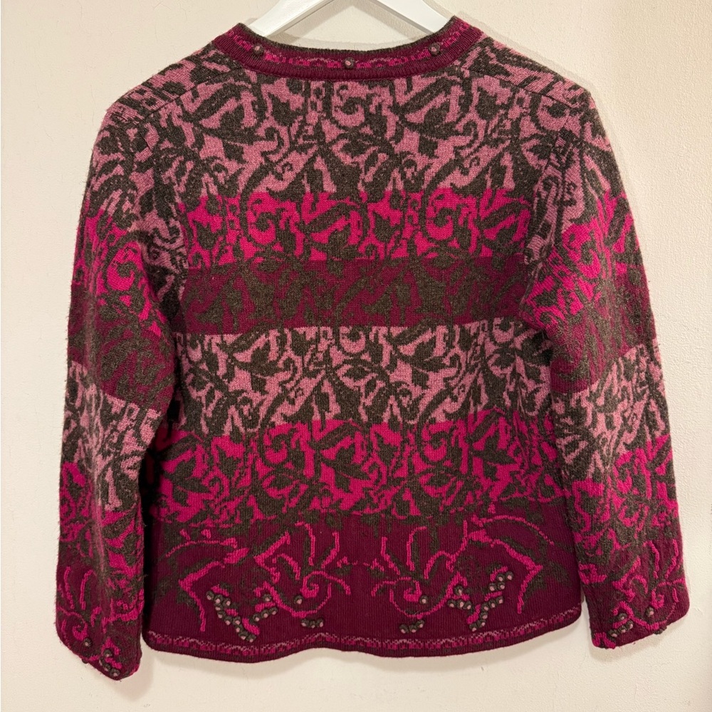 Pendleton Pink Fuchsia And Gray Patterned Wool Ca… - image 2